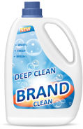 dish detergent bottle with generic product label reading deep clean brand